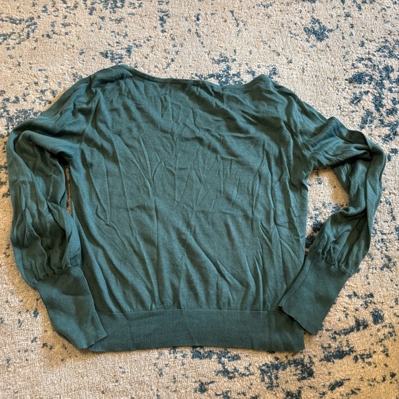 Teal Scoop neck sweater with big cuffs size small Peruvian Connection - Picture 3 of 4